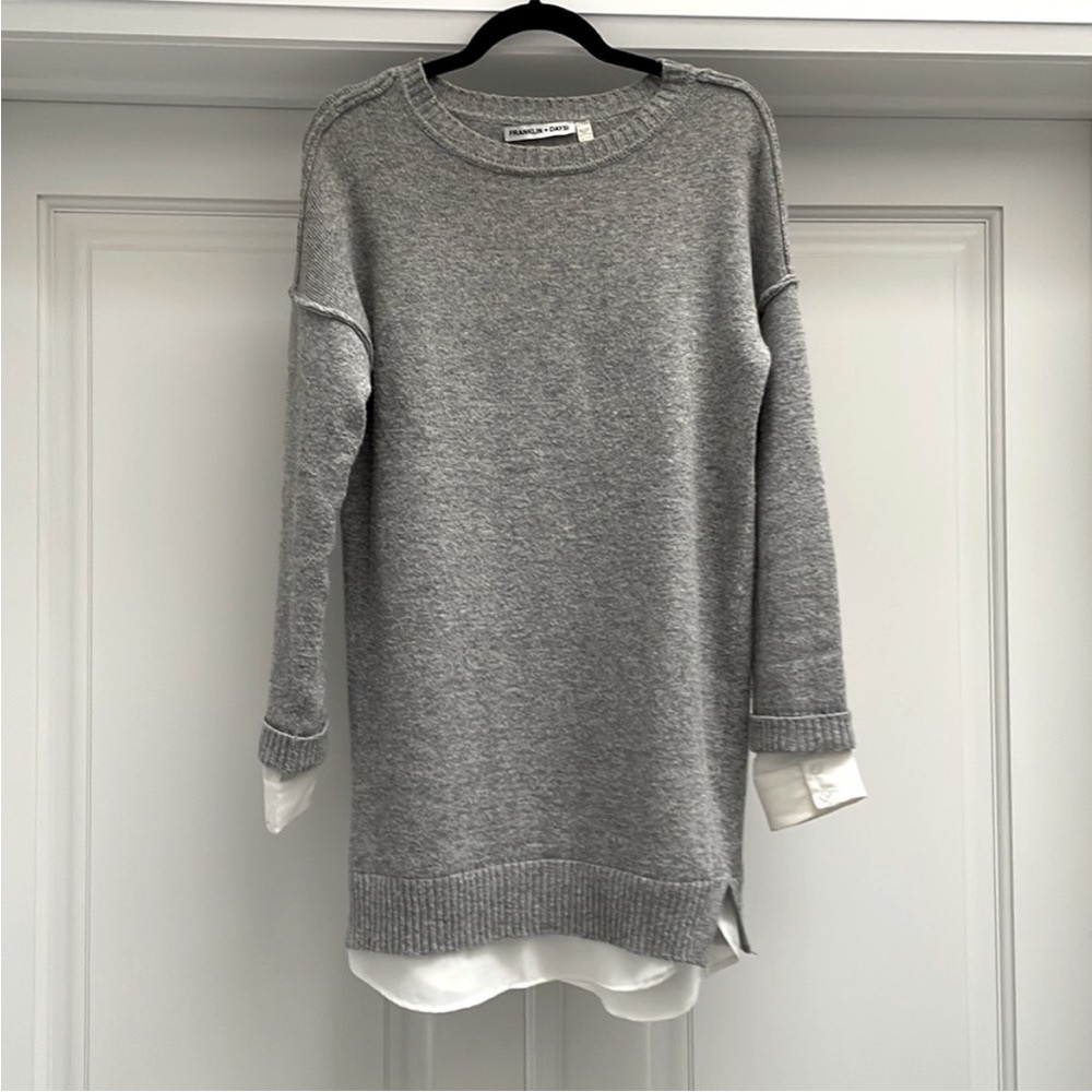 FRANKLIN + DAYSI Sweater Dress with White Shirt Details